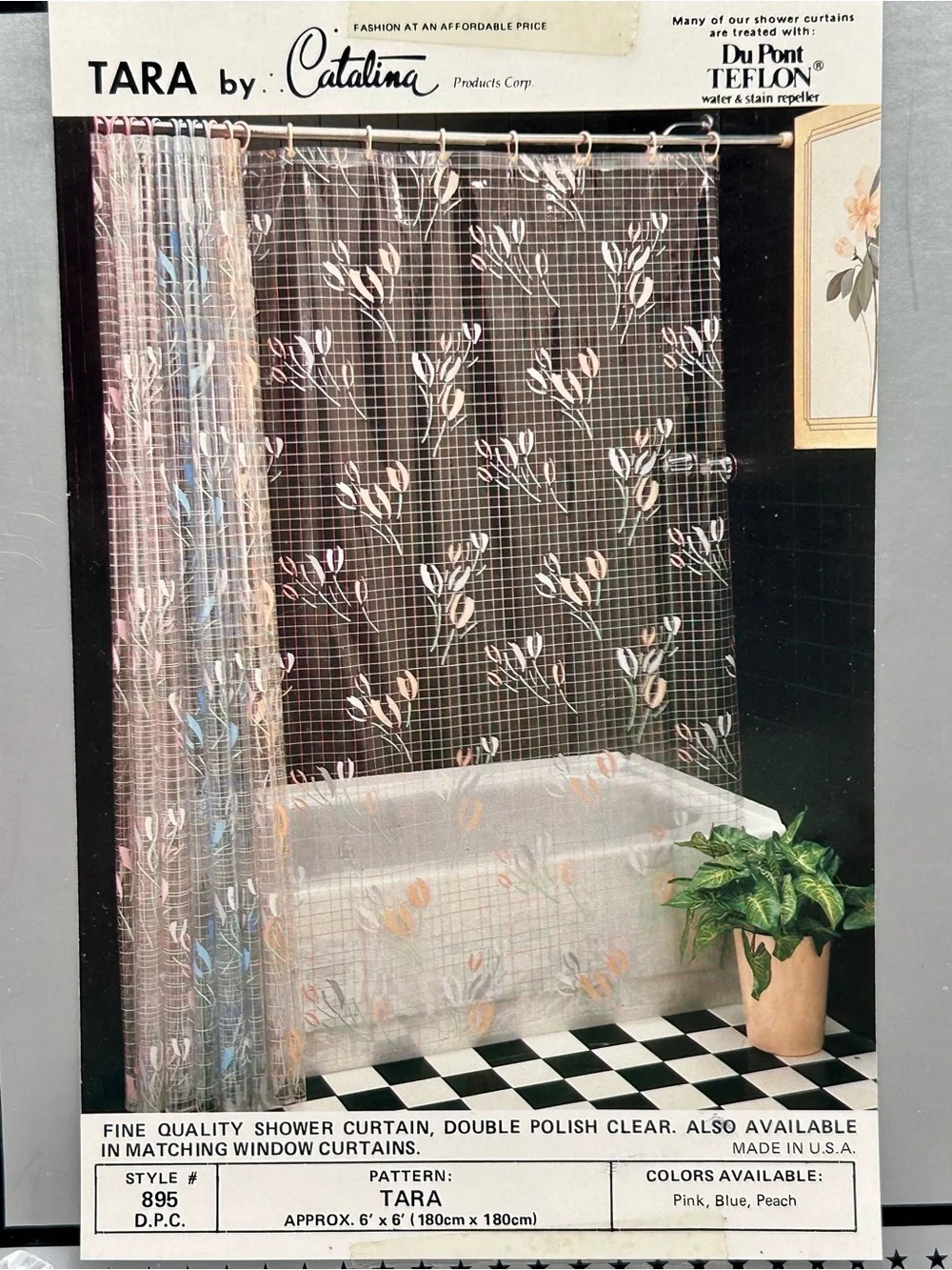 Vintage Macys Catalina Tara Vinyl Bathroom Shower Curtain 6’ x 6’ New